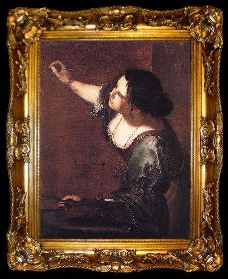 framed  GENTILESCHI, Artemisia Self-Portrait as the Allegory of Painting fdg, ta009-2